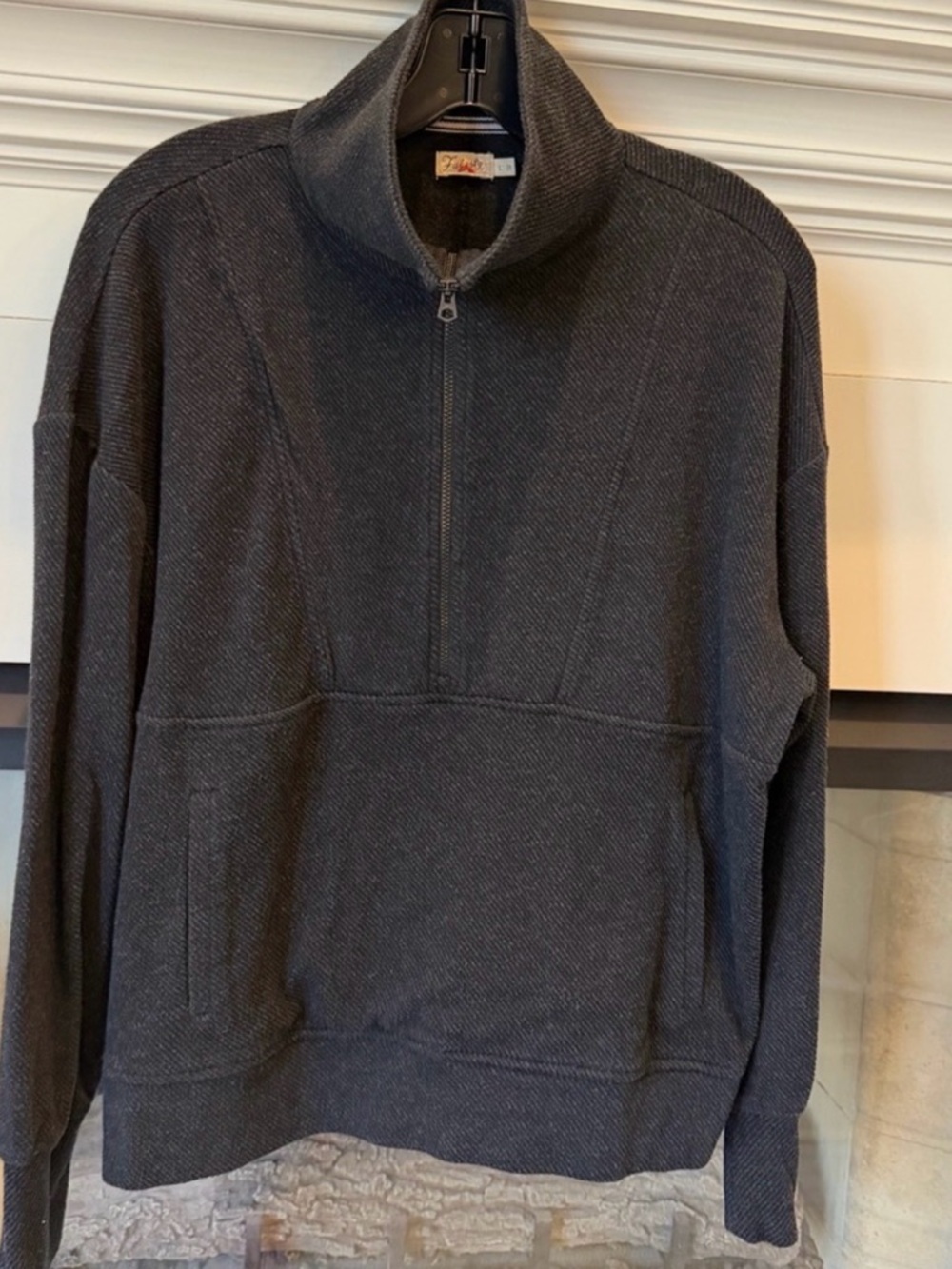 Faherty Legend Women's 1/4 Zip Sweater - Heathered Black Large